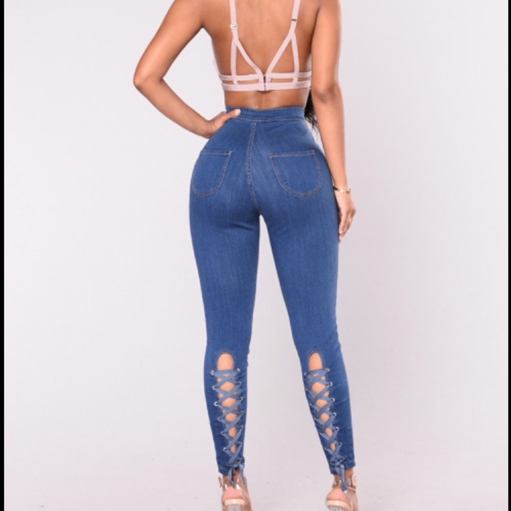 FASHION NOVA Lace Up Jeans